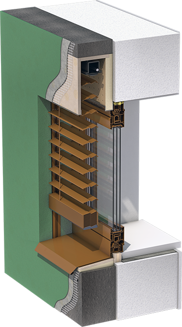 Detaily Podomítkový purenitový box a izolační ostění
